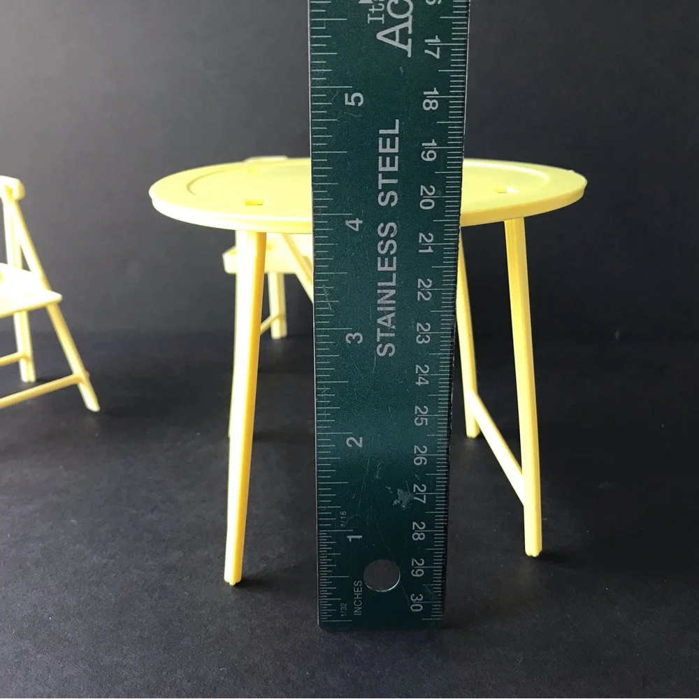 Vintage Barbie Yellow Folding Table and Chairs Set